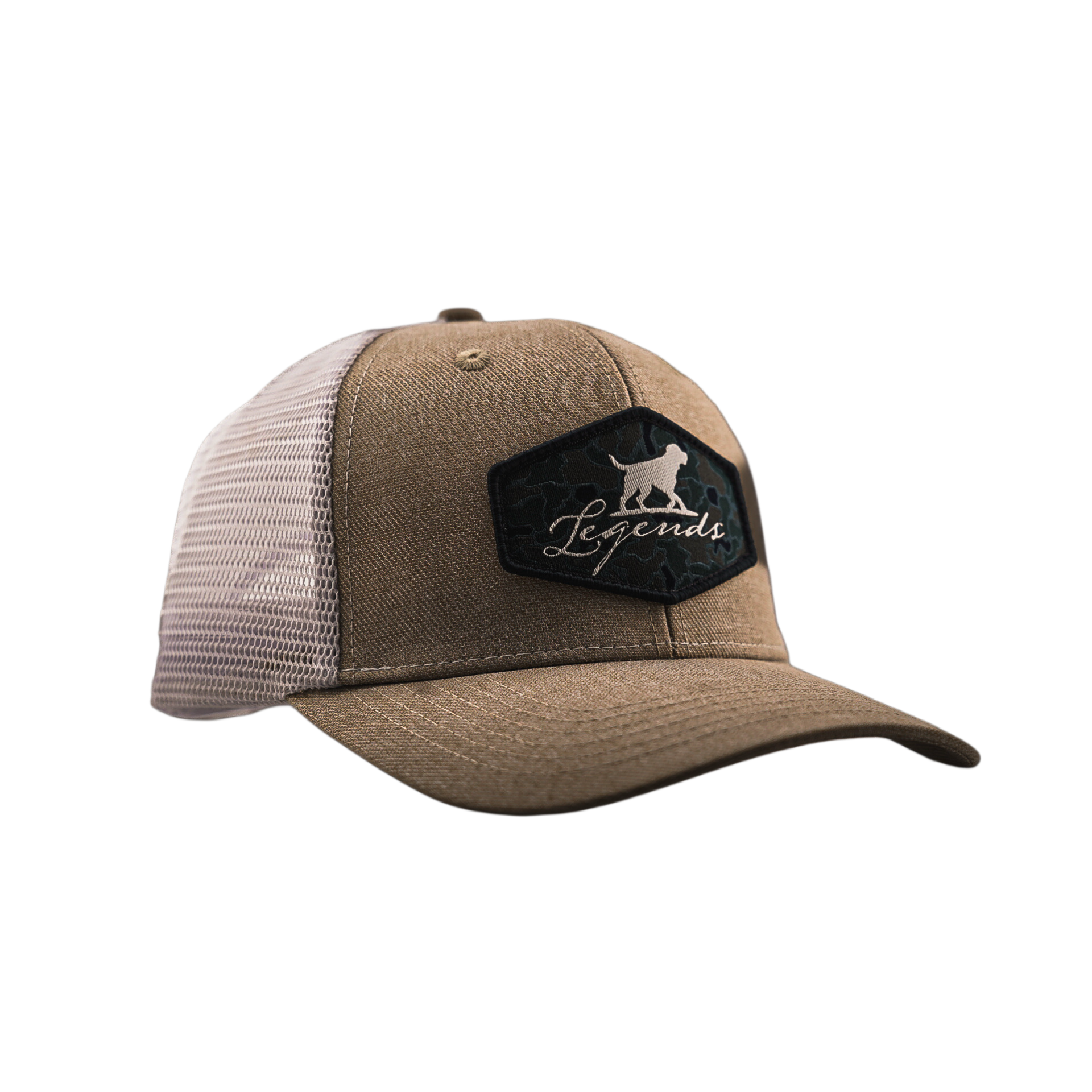 Kahki/White Old School Patch Hat