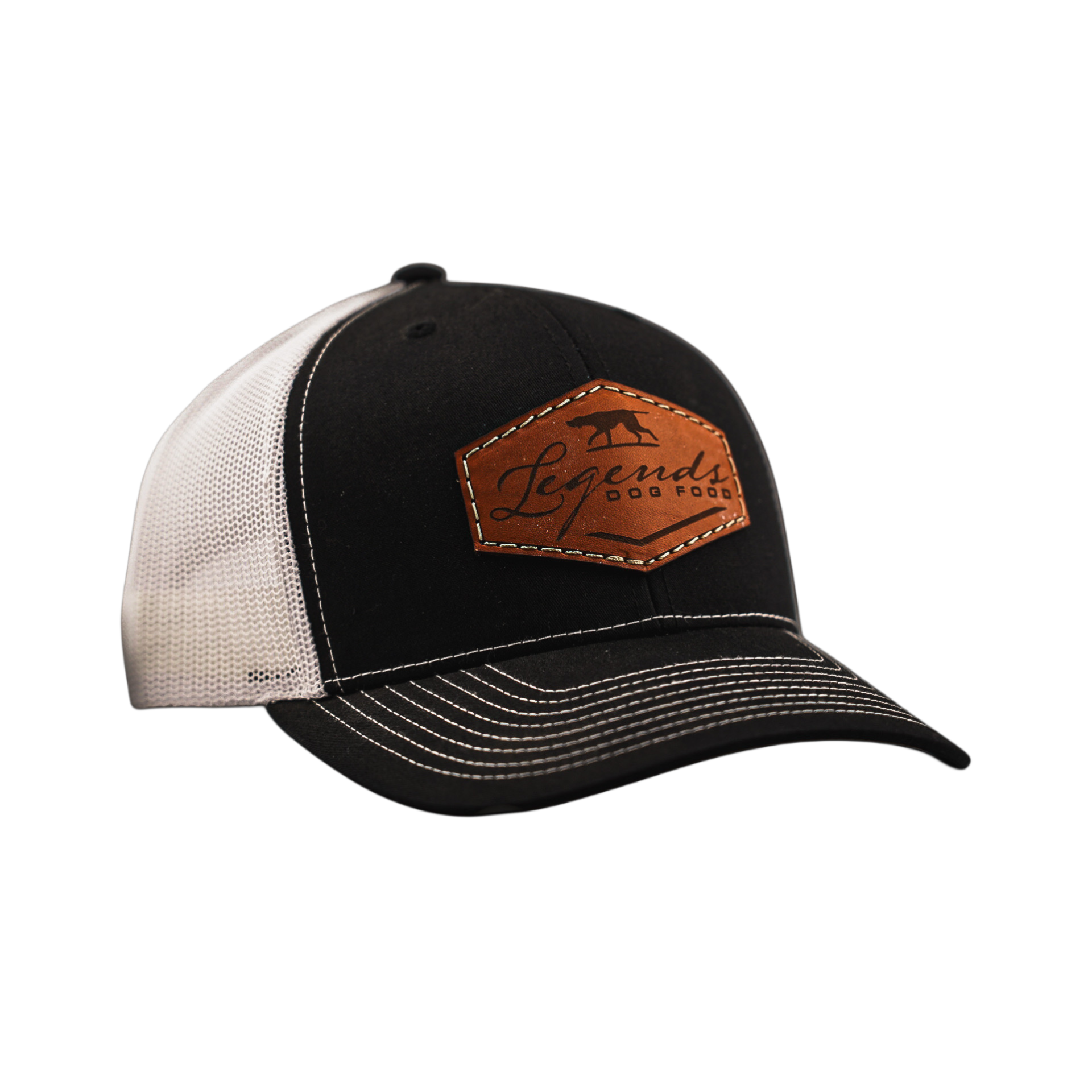 Black/White Leather Patch Hat