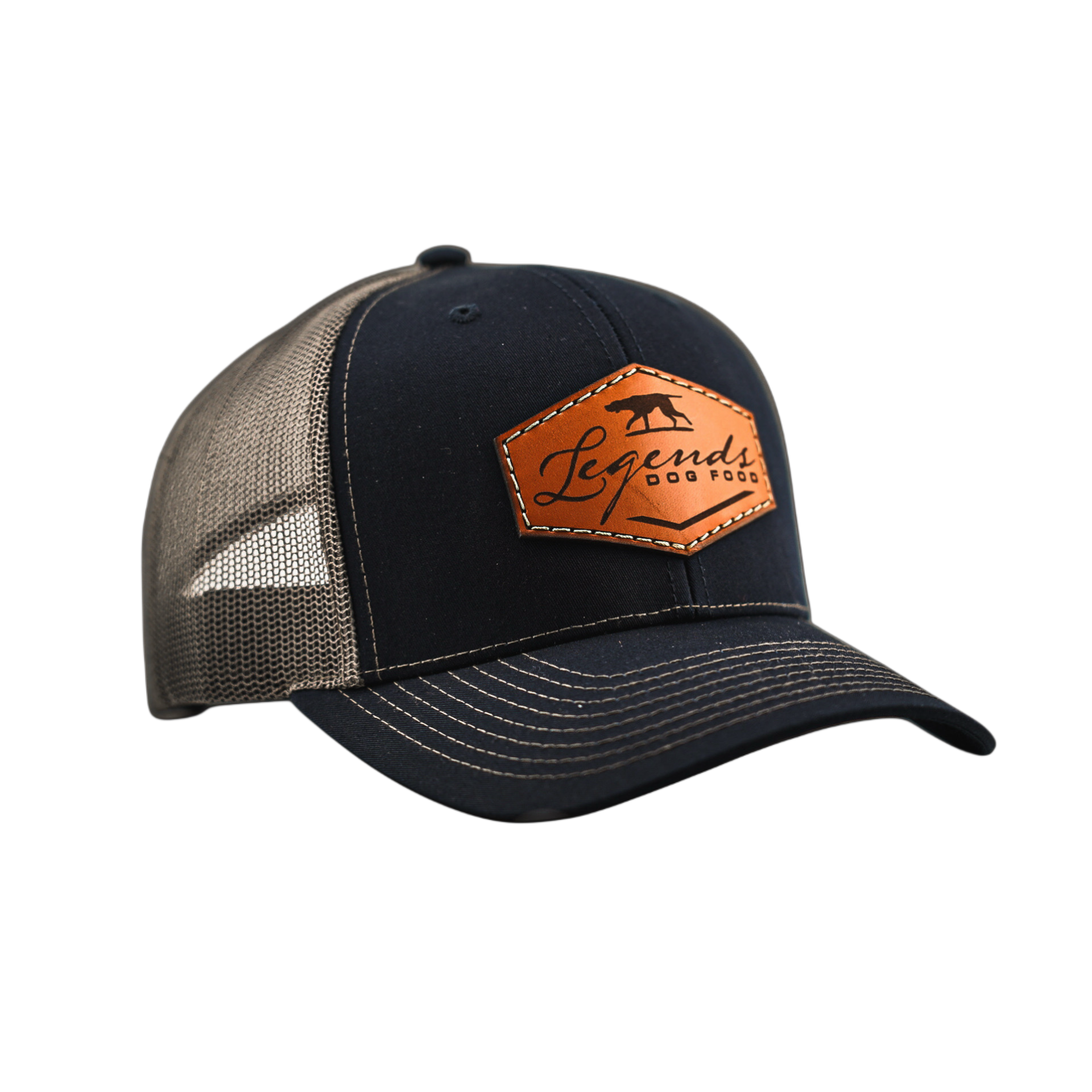 Navy/Charcoal Leather Patch Hat