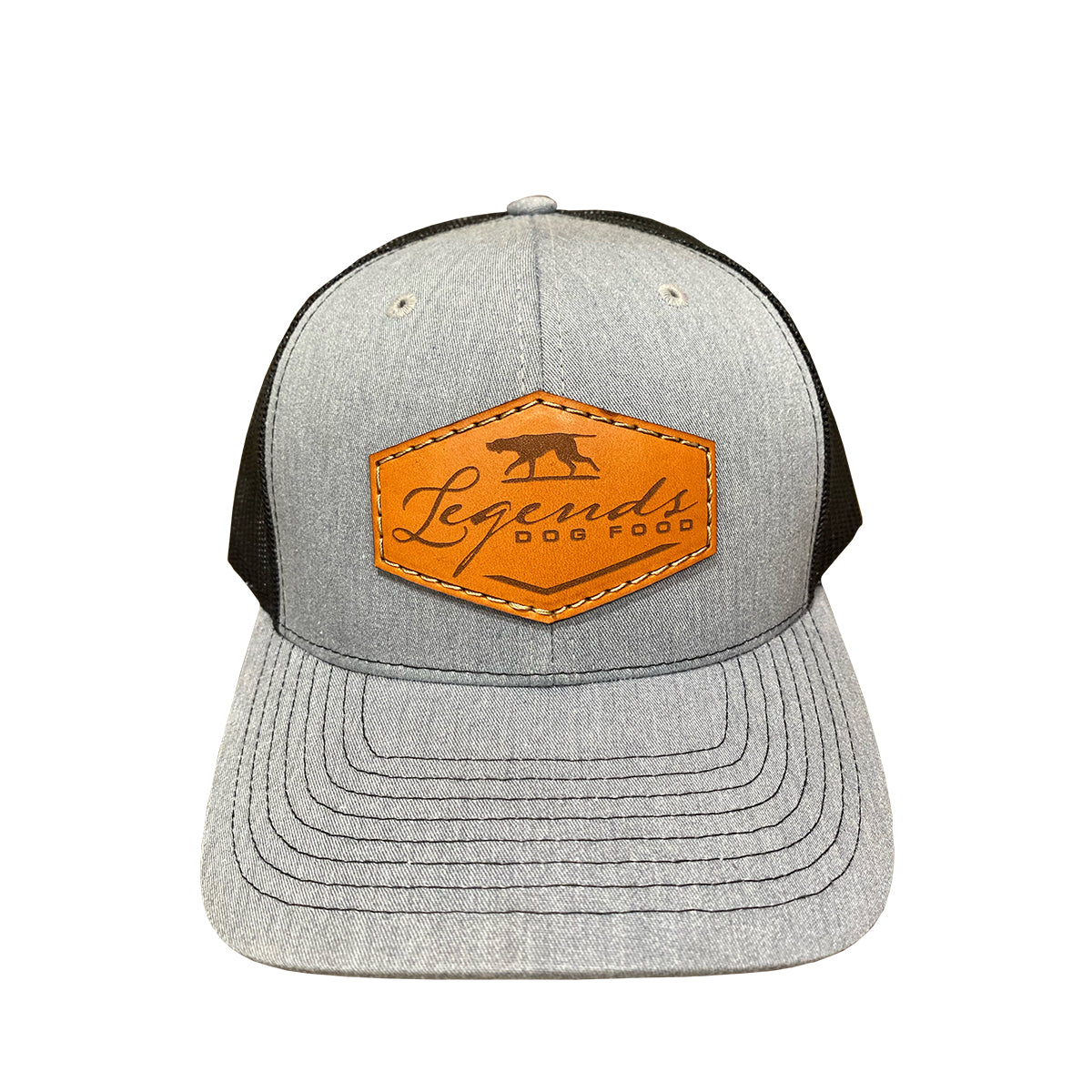 Grey/Black Leather Patch Hat