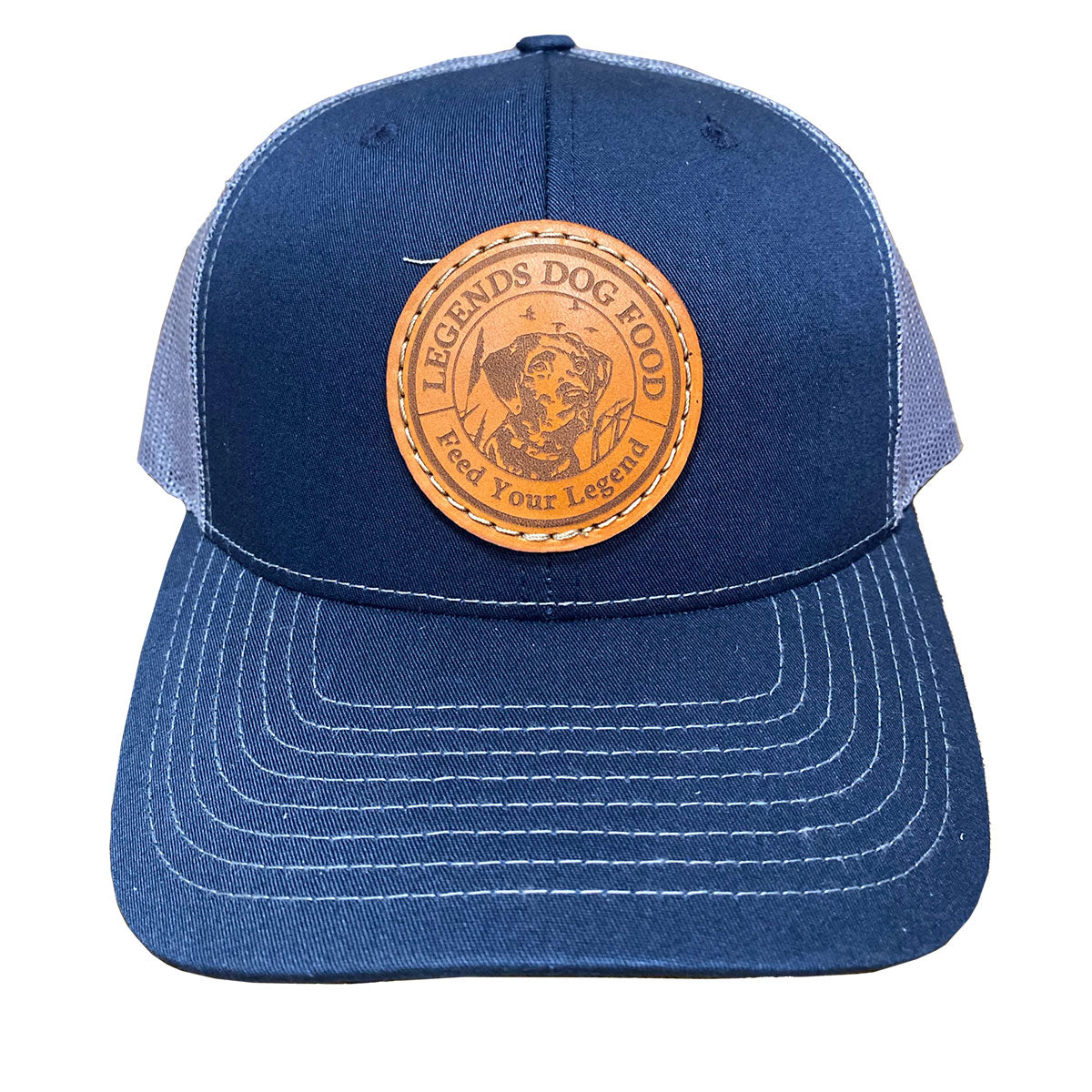 Navy/Charcoal Leather Patch Hat